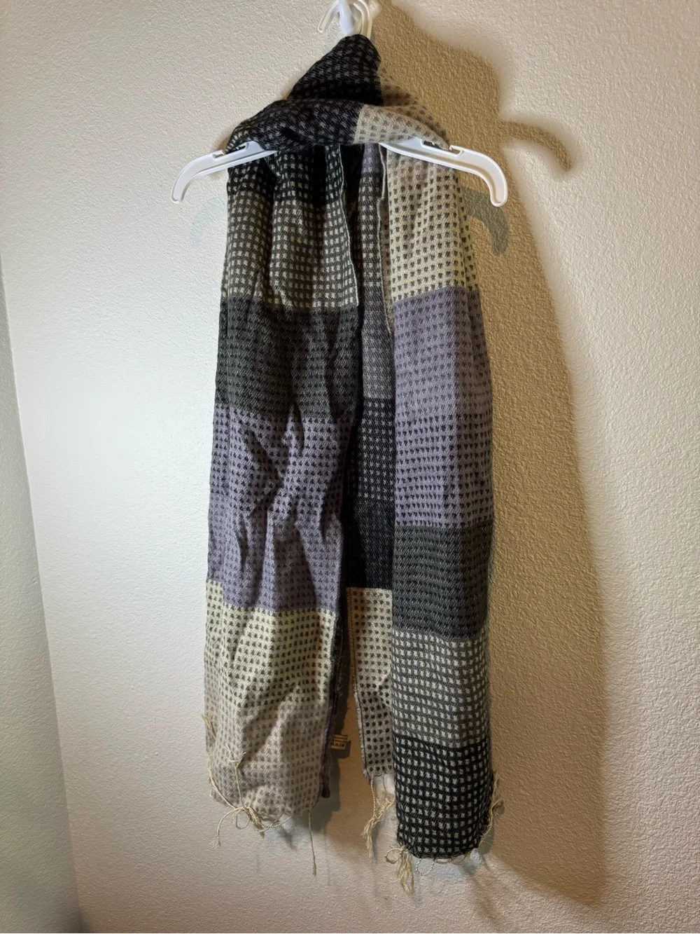 Neutral Long Plaid Lightweight Scarf - Multi Neutral Tones